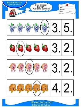 Çocuklar İçin sayı Çalışma Sayfaları 